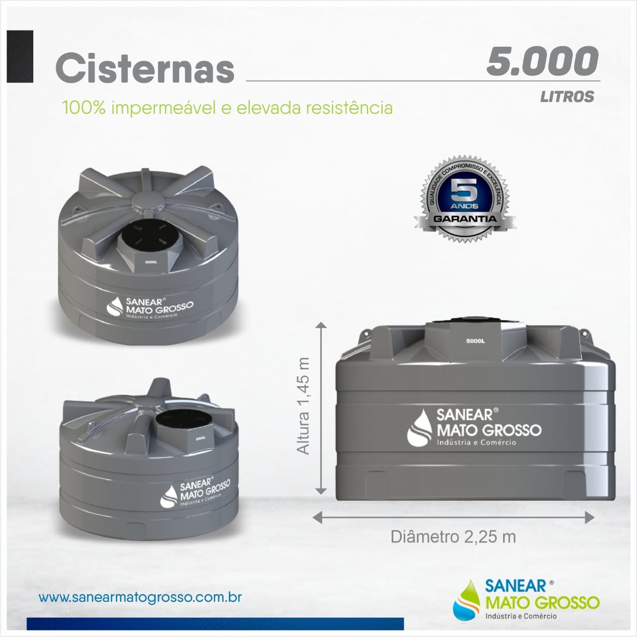 Cisterna Sanear 5.000 litros
