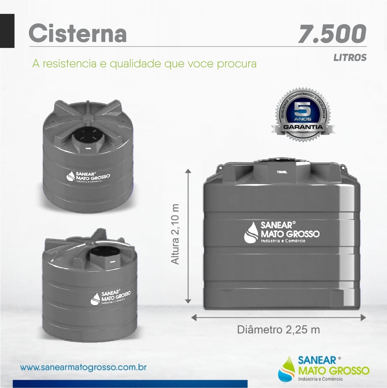 Cisterna Sanear 7.500 litros