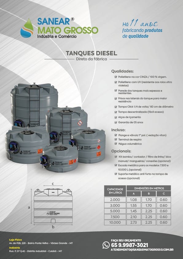 Catálogo de Tanques Diesel cinza Sanear