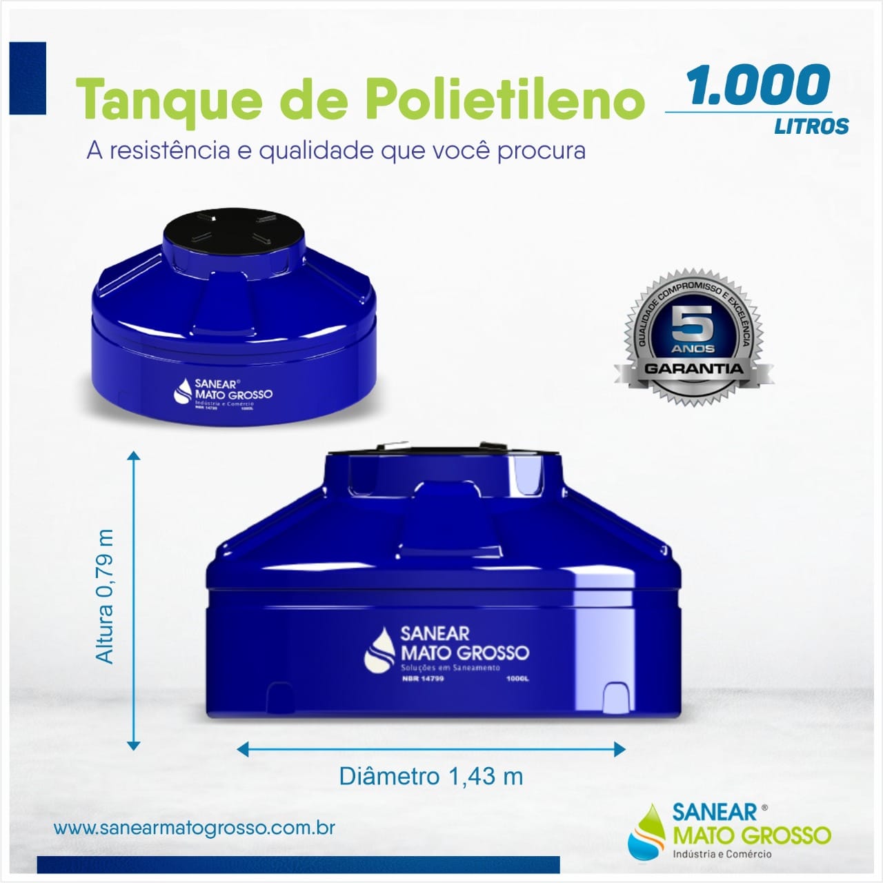Tanque de Polietileno Sanear 1.000 litros