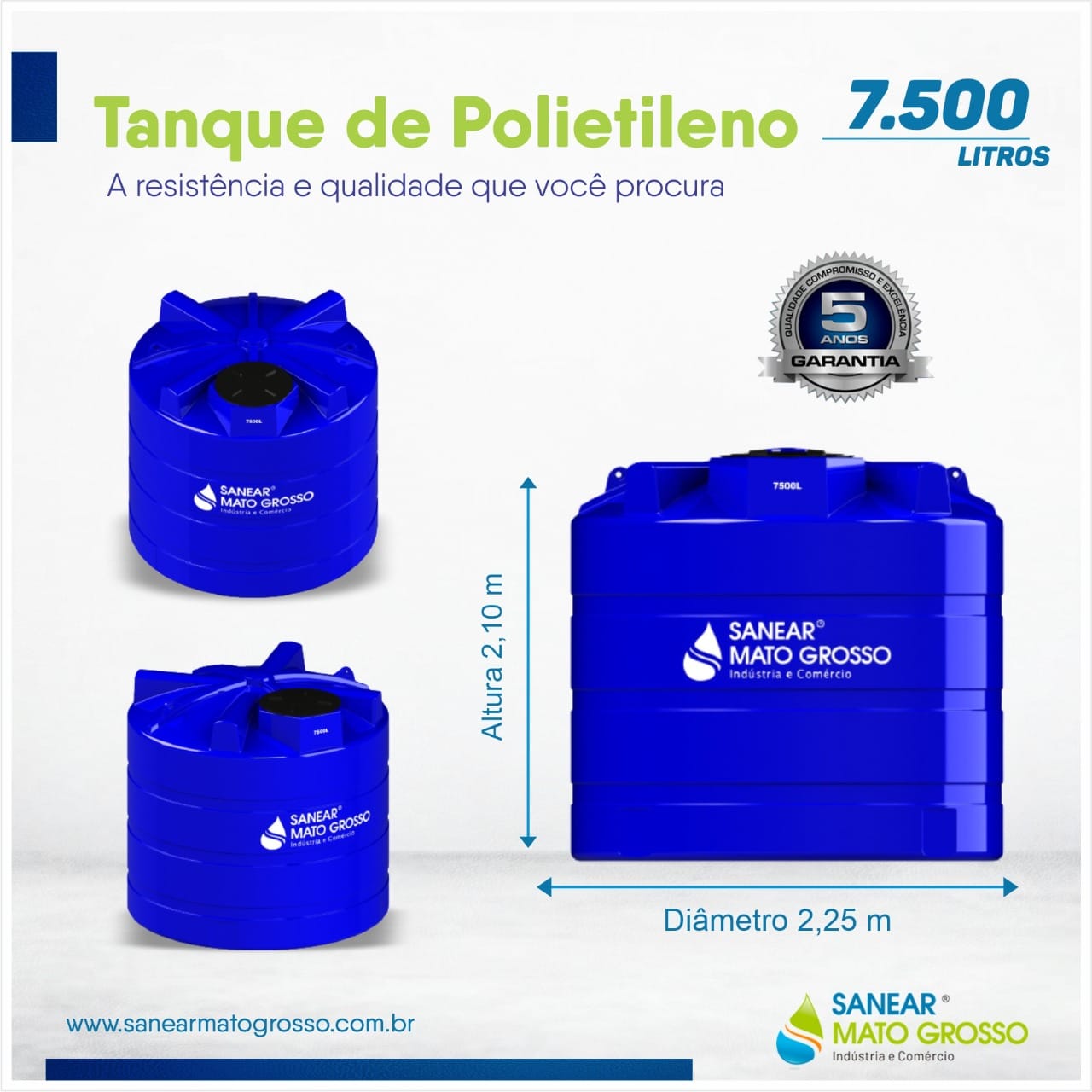 Tanque de Polietileno Sanear 5.000 litros